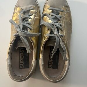 Golden Goose Gold and Gray Sneakers